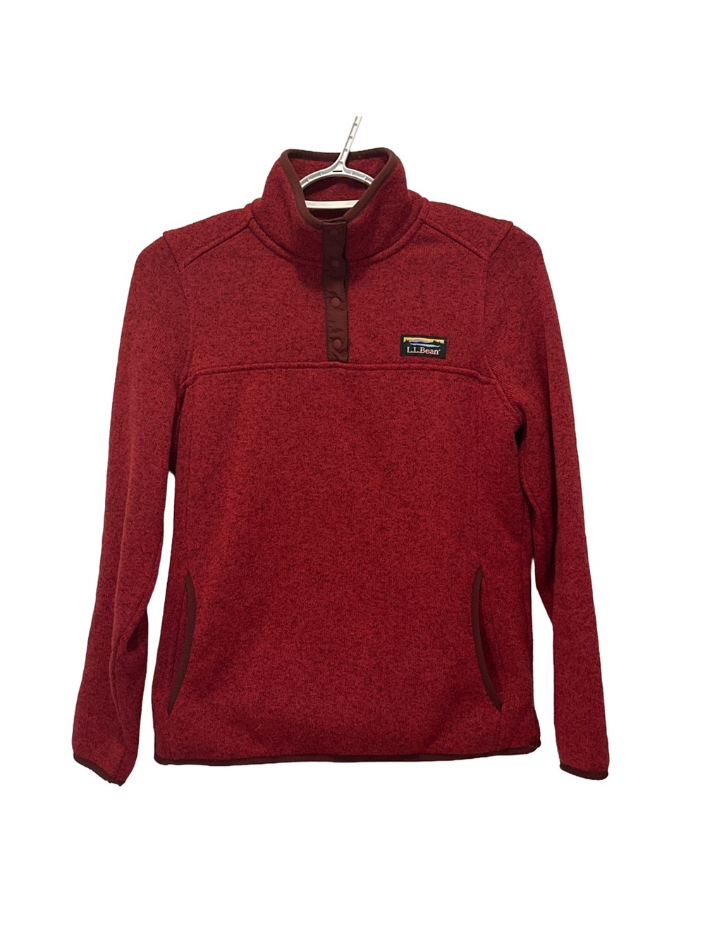 L.L. Bean Women's Red Snap-Placket Fleece Pullover